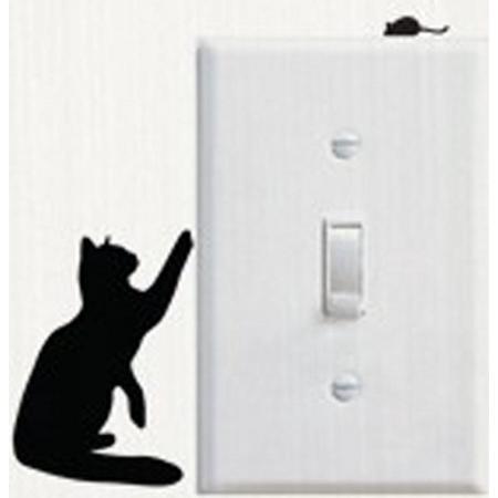 GoedeDoelen.Shop | Schakelaar sticker Sitting Cat | Katten Sticker | Dierenwelzijn | Auto Sticker | Scooter Sticker | Laptop Sticker | Koelkaast Sticker | Wand Sticker | Wellness-House